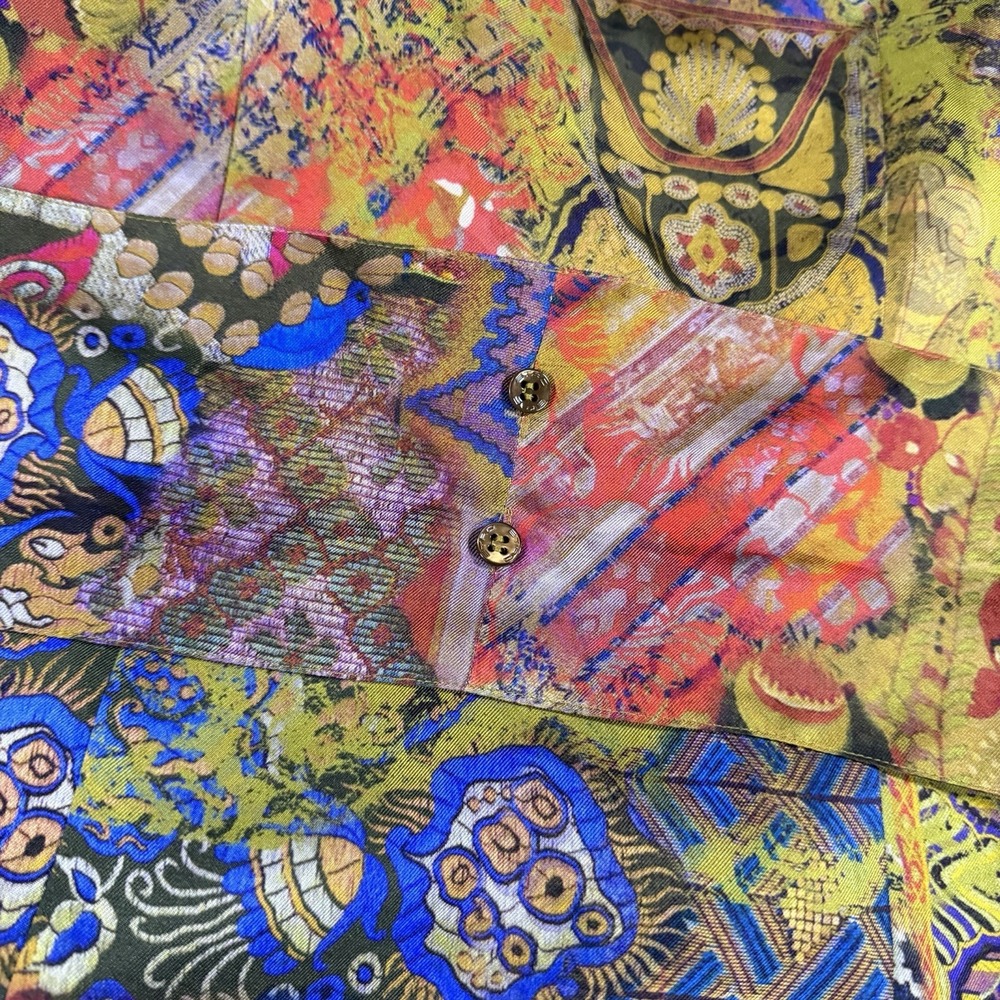 Etro Silk Top Womens 40 US Small Mosaic Spa Spartaco Tie Front Italy Luxury - Picture 4 of 9